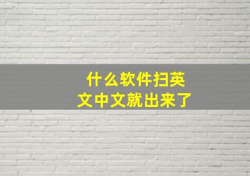 什么软件扫英文中文就出来了