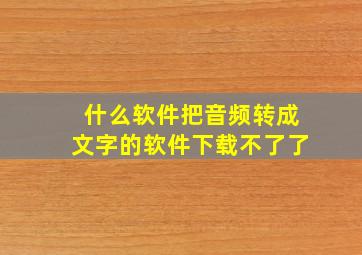 什么软件把音频转成文字的软件下载不了了