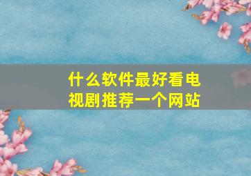 什么软件最好看电视剧推荐一个网站