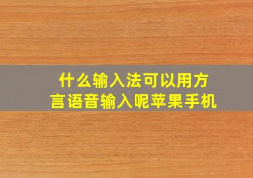 什么输入法可以用方言语音输入呢苹果手机