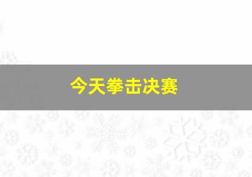 今天拳击决赛