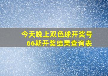 今天晚上双色球开奖号66期开奖结果查询表