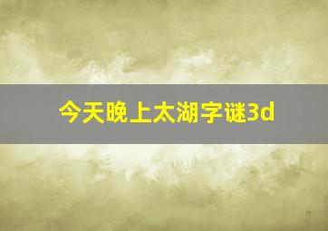 今天晚上太湖字谜3d