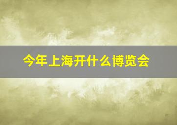 今年上海开什么博览会