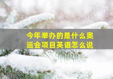 今年举办的是什么奥运会项目英语怎么说