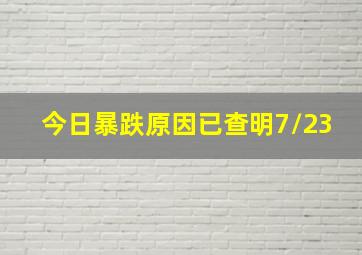 今日暴跌原因已查明7/23