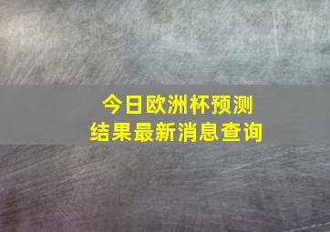 今日欧洲杯预测结果最新消息查询