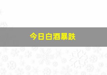 今日白酒暴跌