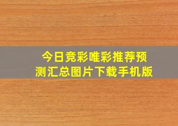 今日竞彩唯彩推荐预测汇总图片下载手机版