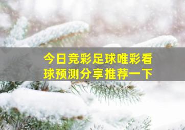 今日竞彩足球唯彩看球预测分享推荐一下