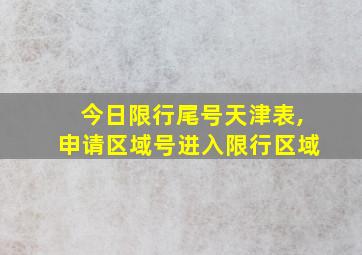 今日限行尾号天津表,申请区域号进入限行区域