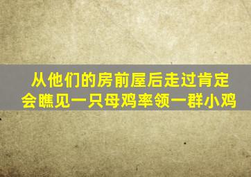 从他们的房前屋后走过肯定会瞧见一只母鸡率领一群小鸡