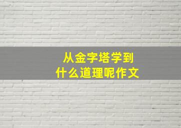 从金字塔学到什么道理呢作文