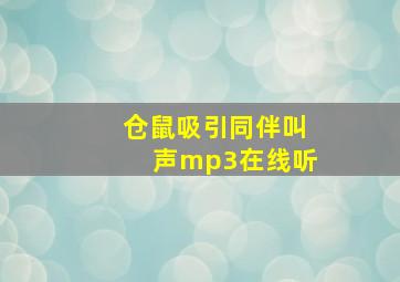 仓鼠吸引同伴叫声mp3在线听