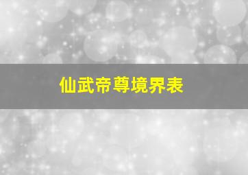 仙武帝尊境界表