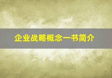 企业战略概念一书简介