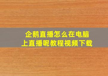 企鹅直播怎么在电脑上直播呢教程视频下载