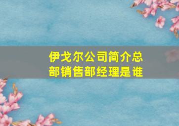 伊戈尔公司简介总部销售部经理是谁