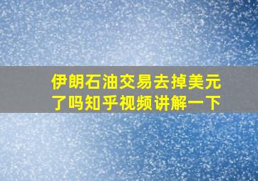 伊朗石油交易去掉美元了吗知乎视频讲解一下