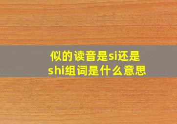 似的读音是si还是shi组词是什么意思