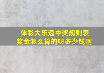 体彩大乐透中奖规则表奖金怎么算的呀多少钱啊