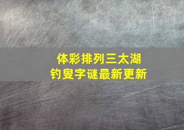 体彩排列三太湖钓叟字谜最新更新