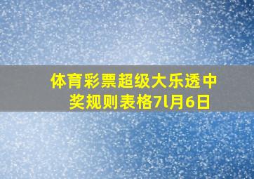 体育彩票超级大乐透中奖规则表格7l月6日