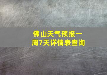 佛山天气预报一周7天详情表查询