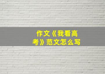 作文《我看高考》范文怎么写