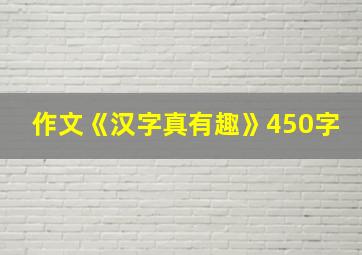 作文《汉字真有趣》450字