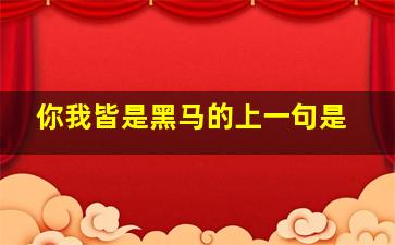 你我皆是黑马的上一句是