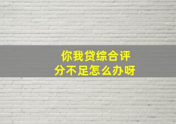 你我贷综合评分不足怎么办呀