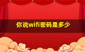 你说wifi密码是多少