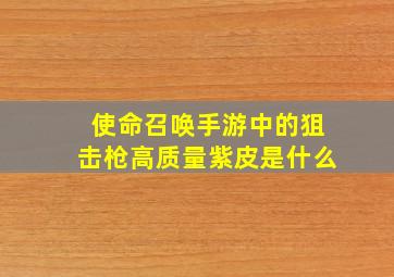 使命召唤手游中的狙击枪高质量紫皮是什么