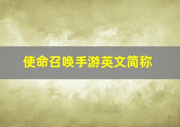 使命召唤手游英文简称