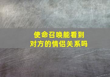 使命召唤能看到对方的情侣关系吗