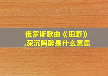 俄罗斯歌曲《田野》,深沉陶醉是什么意思