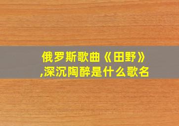 俄罗斯歌曲《田野》,深沉陶醉是什么歌名