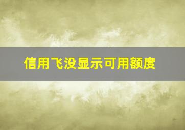 信用飞没显示可用额度