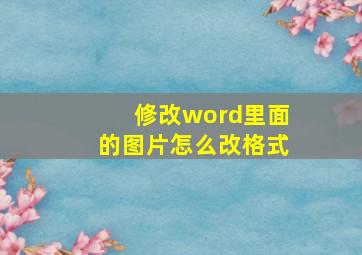 修改word里面的图片怎么改格式