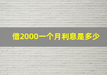 借2000一个月利息是多少