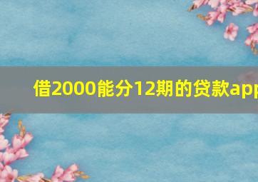 借2000能分12期的贷款app