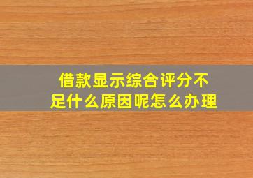 借款显示综合评分不足什么原因呢怎么办理