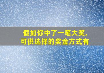 假如你中了一笔大奖,可供选择的奖金方式有