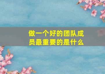 做一个好的团队成员最重要的是什么