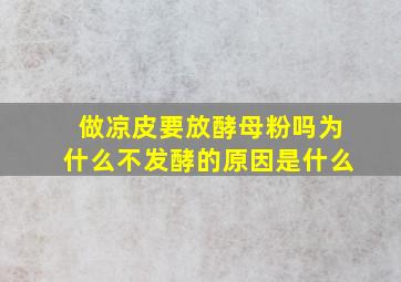 做凉皮要放酵母粉吗为什么不发酵的原因是什么