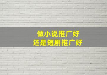 做小说推广好还是短剧推广好