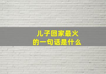 儿子回家最火的一句话是什么