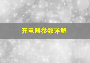 充电器参数详解