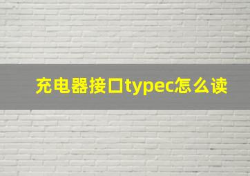 充电器接口typec怎么读